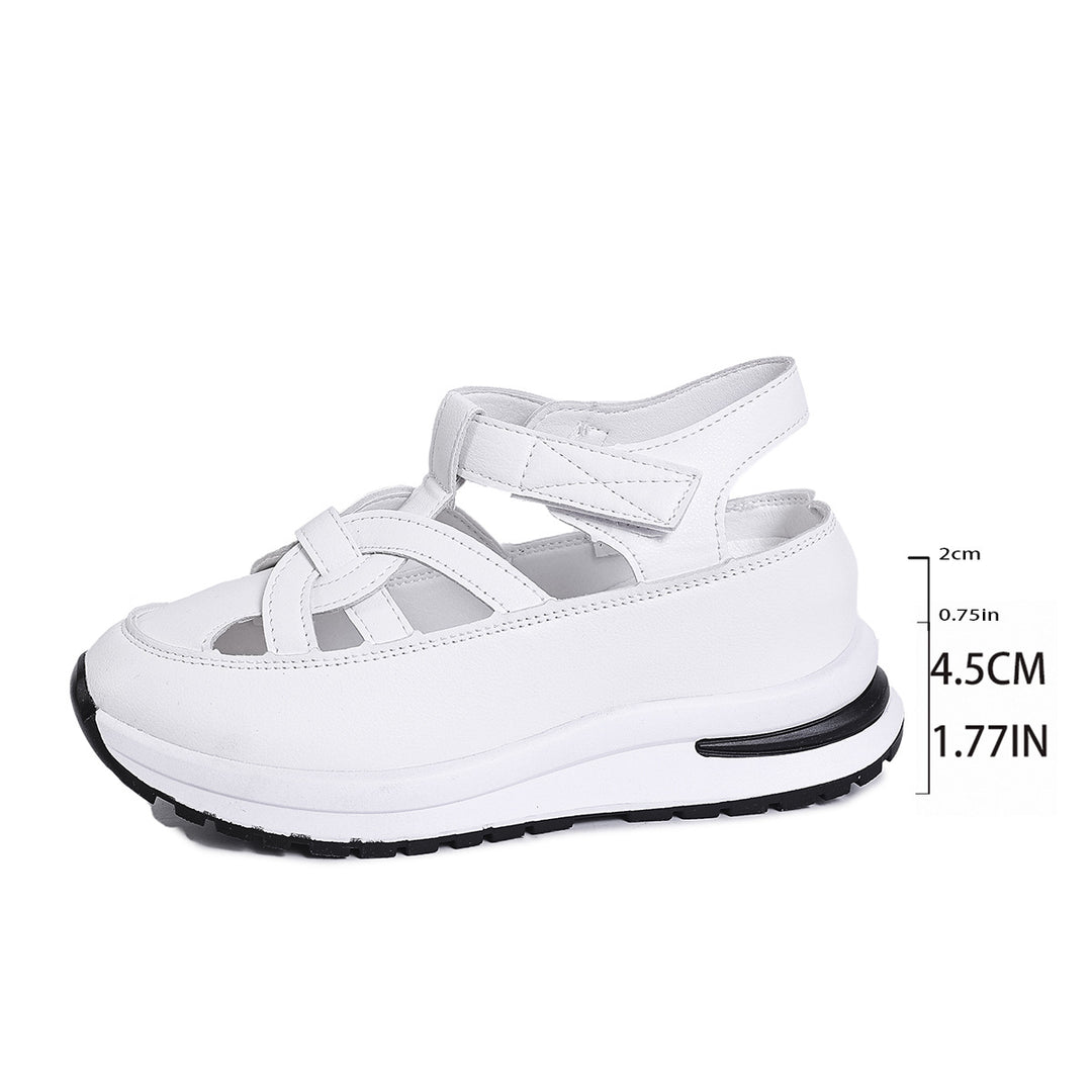 Women's Platform Sneaker Sandal with Closed Toe and Velcro Closure Mune Fashion