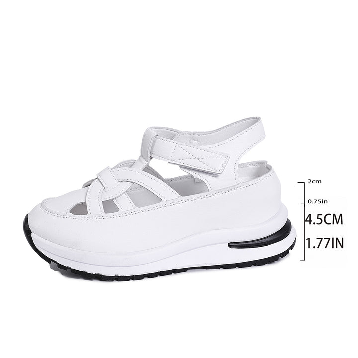 Women's Platform Sneaker Sandal with Closed Toe and Velcro Closure Mune Fashion
