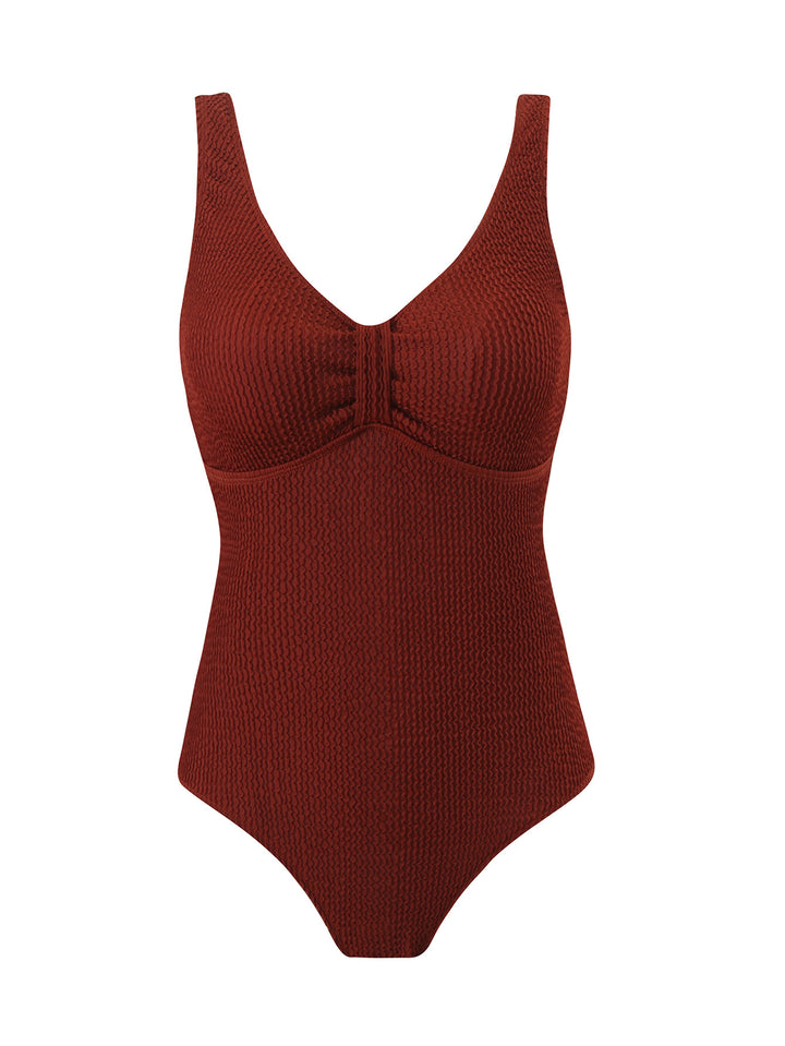 Women's one-piece swimsuit with sophisticated ribbed knit details Mune Fashion