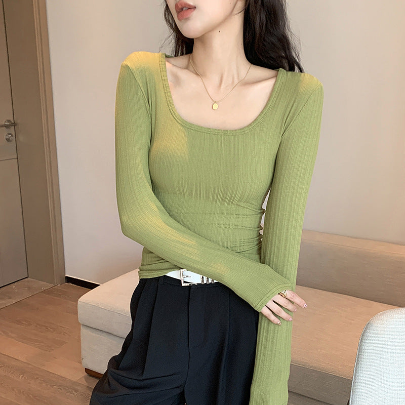 Women's Long Sleeve Ribbed Shirt Mune Fashion