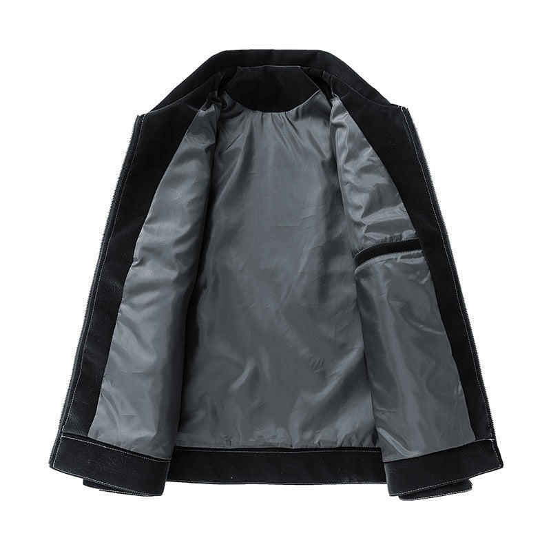 Men's shirt jacket made of suede-like material with contrasting decorative seams & chest pockets Mune Fashion