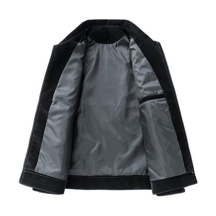Men's shirt jacket made of suede-like material with contrasting decorative seams & chest pockets Mune Fashion