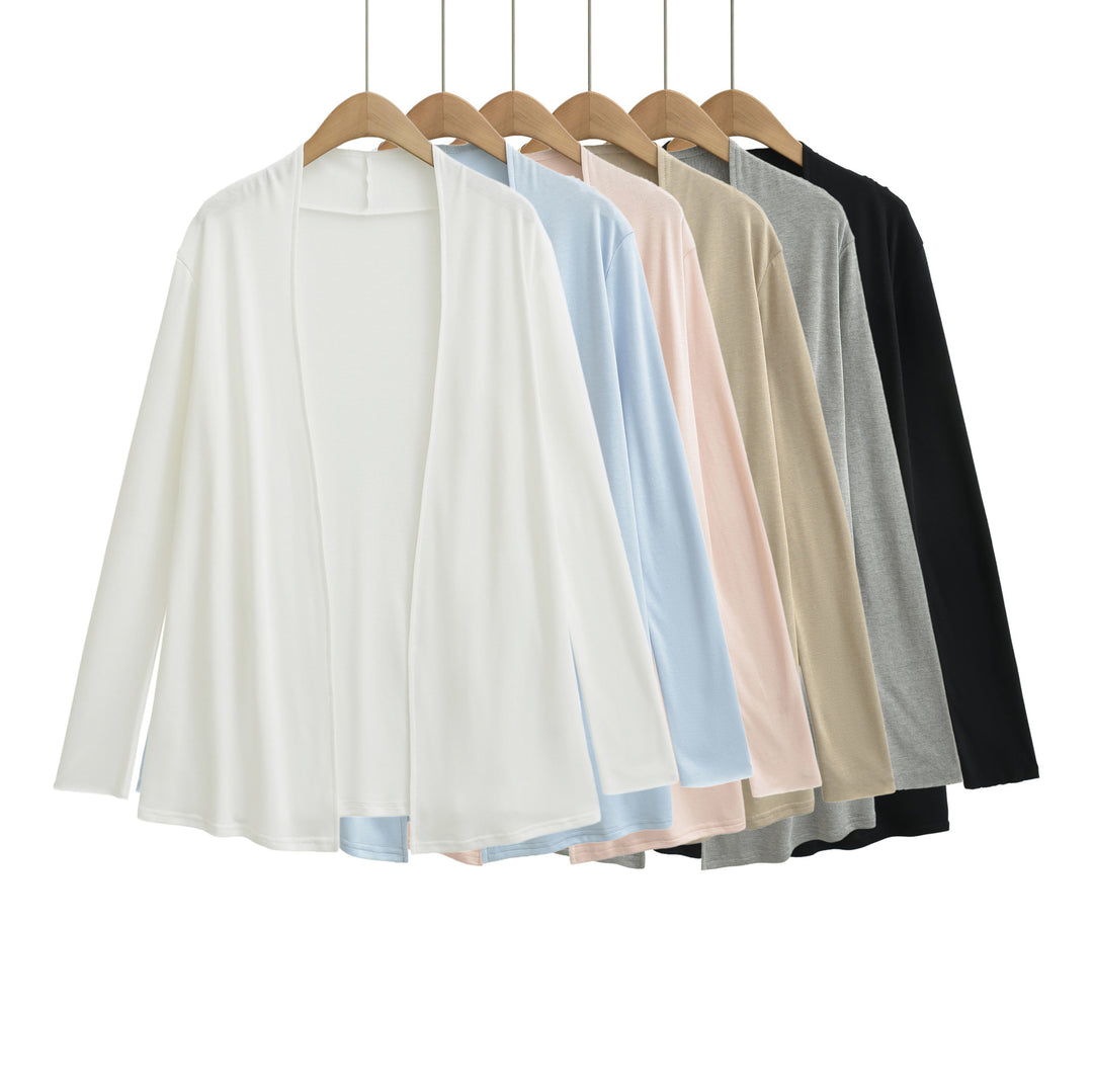 Women Open Flowing Jersey Cardigan with Waterfall Edge Mune Fashion