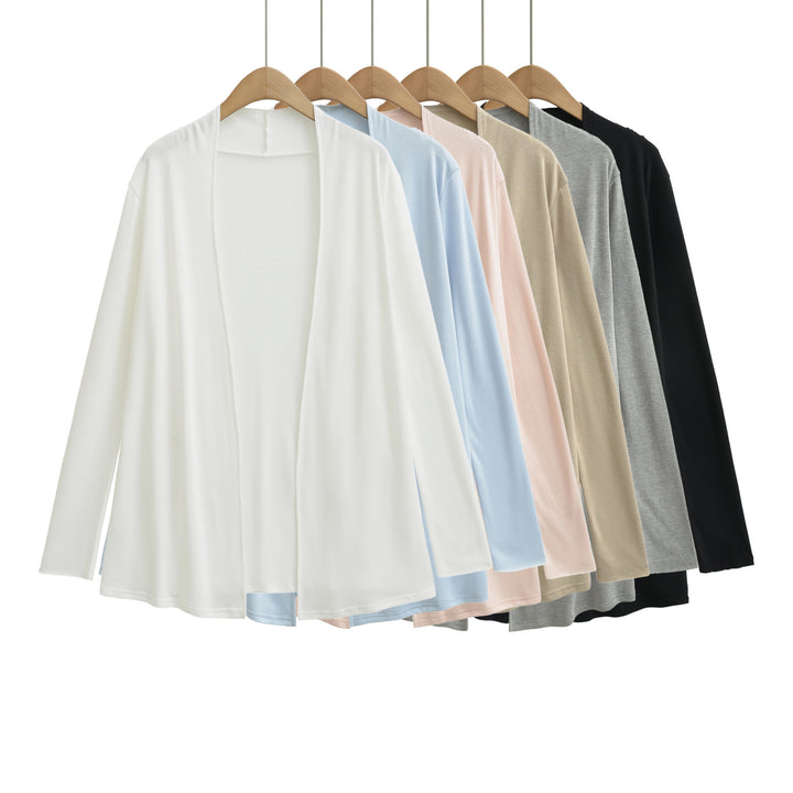 Women Open Flowing Jersey Cardigan with Waterfall Edge Mune Fashion