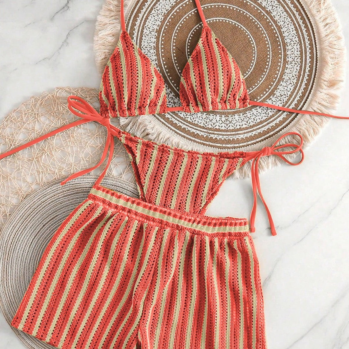 Women's bikini set with gathered top and high-waisted shorts Mune Fashion
