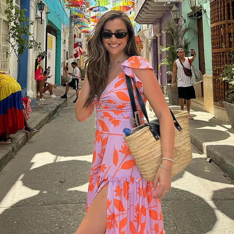 Women's One-Piece Swimsuit with Romantic Floral Print and Playful Ruffles Mune Fashion