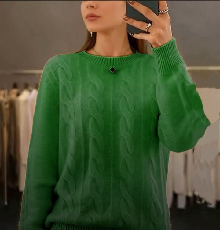Women's Cozy Cable Knit Fine Sweater with Casual Fit Mune Fashion