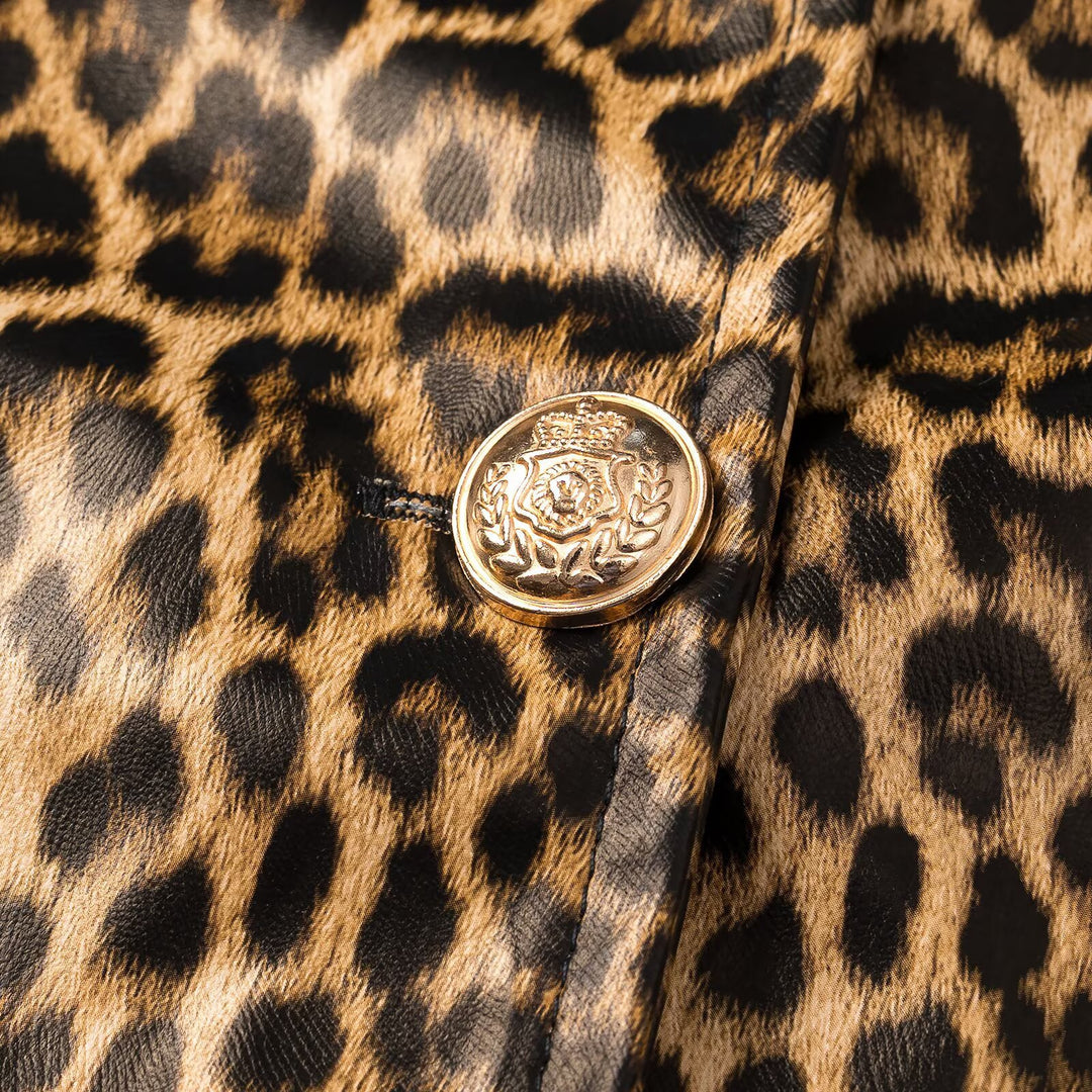 Women Tailored Blazer Vests with Deep V-Neck and Leopard Print Mune Fashion