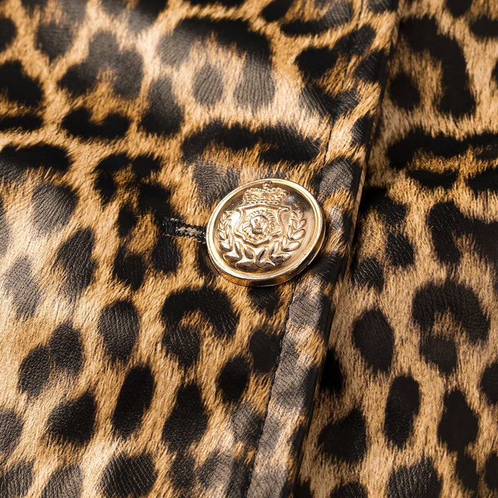Women Tailored Blazer Vests with Deep V-Neck and Leopard Print Mune Fashion