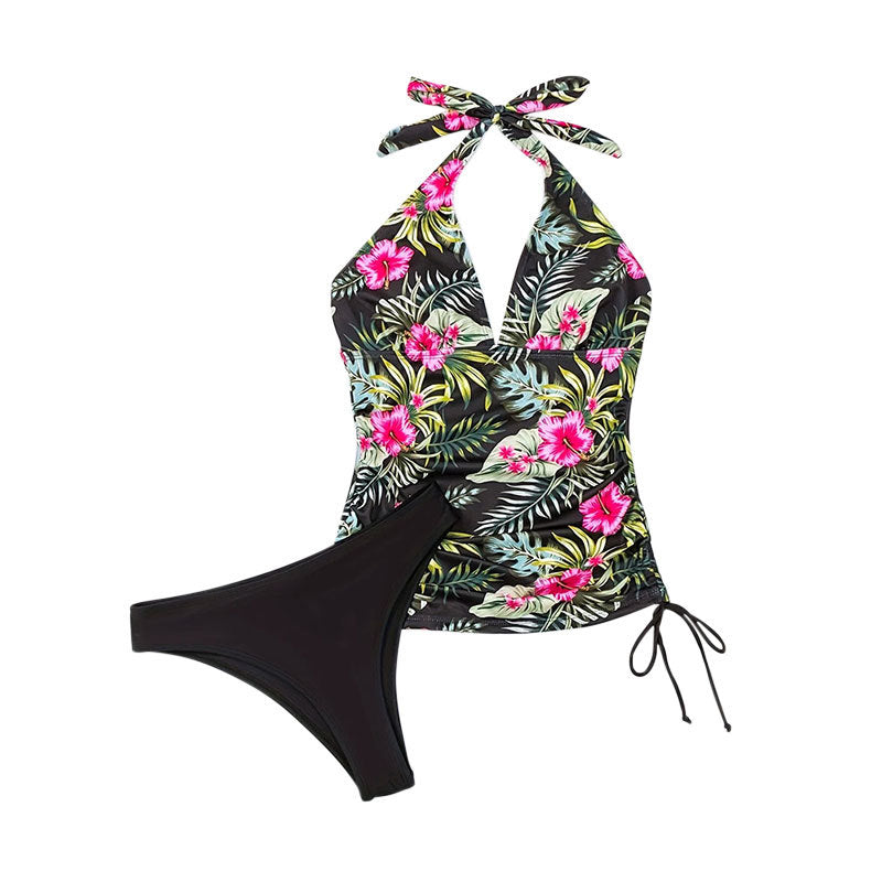 Ladies Tankini set with floral top and high-waisted slip Mune Fashion