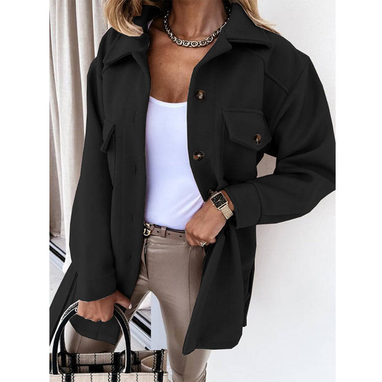 Women's Oversized Shirt Jacket with Flap Pockets Mune Fashion