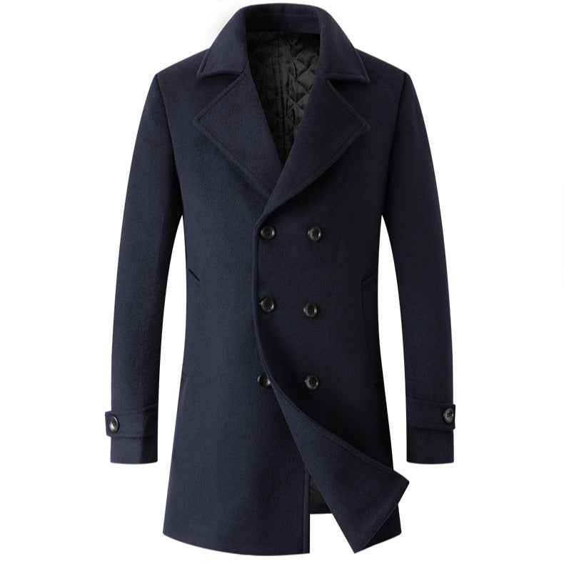Men's Elegant Double-Breasted Coat with Tailored Fit and Quilted Lining Mune Fashion