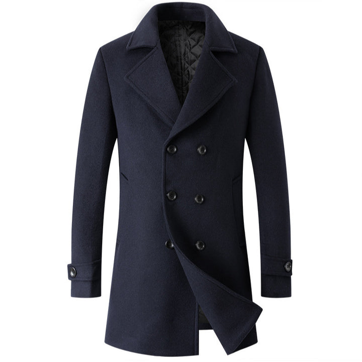 Men's Elegant Double-Breasted Coat with Tailored Fit and Quilted Lining Mune Fashion