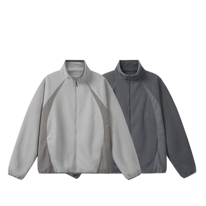 Unisex Fleece Zip Jacket with Stand-up Collar and Structured Side Inserts Mune Fashion