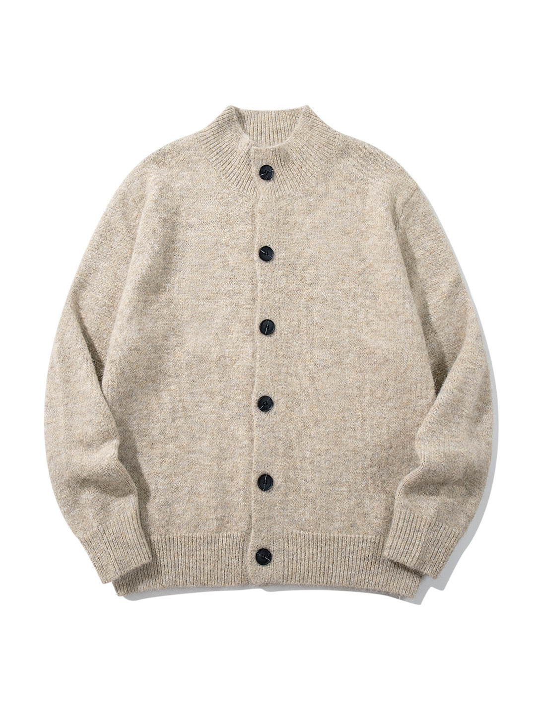 Unisex Chunky Knit Boucle Cardigan with Stand-Up Collar and Button Placket Mune Fashion