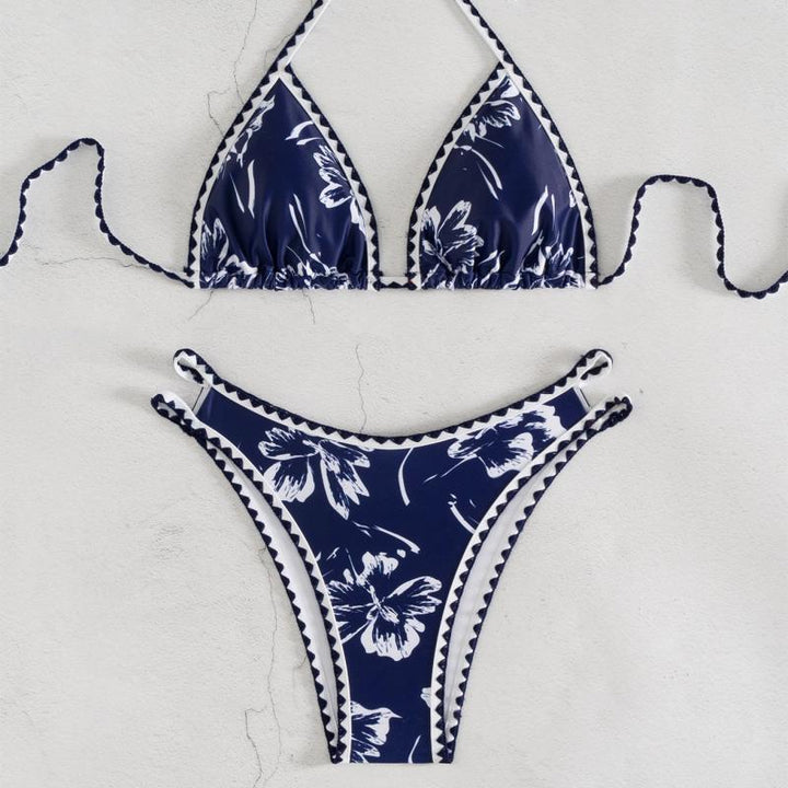 Women's triangle bikini with floral design and adjustable straps Mune Fashion