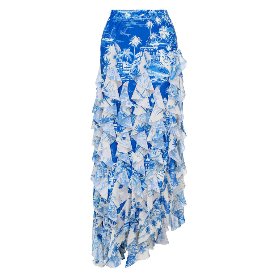 Women's one-piece swimsuit with voluminous ruffle details and matching skirt Mune Fashion