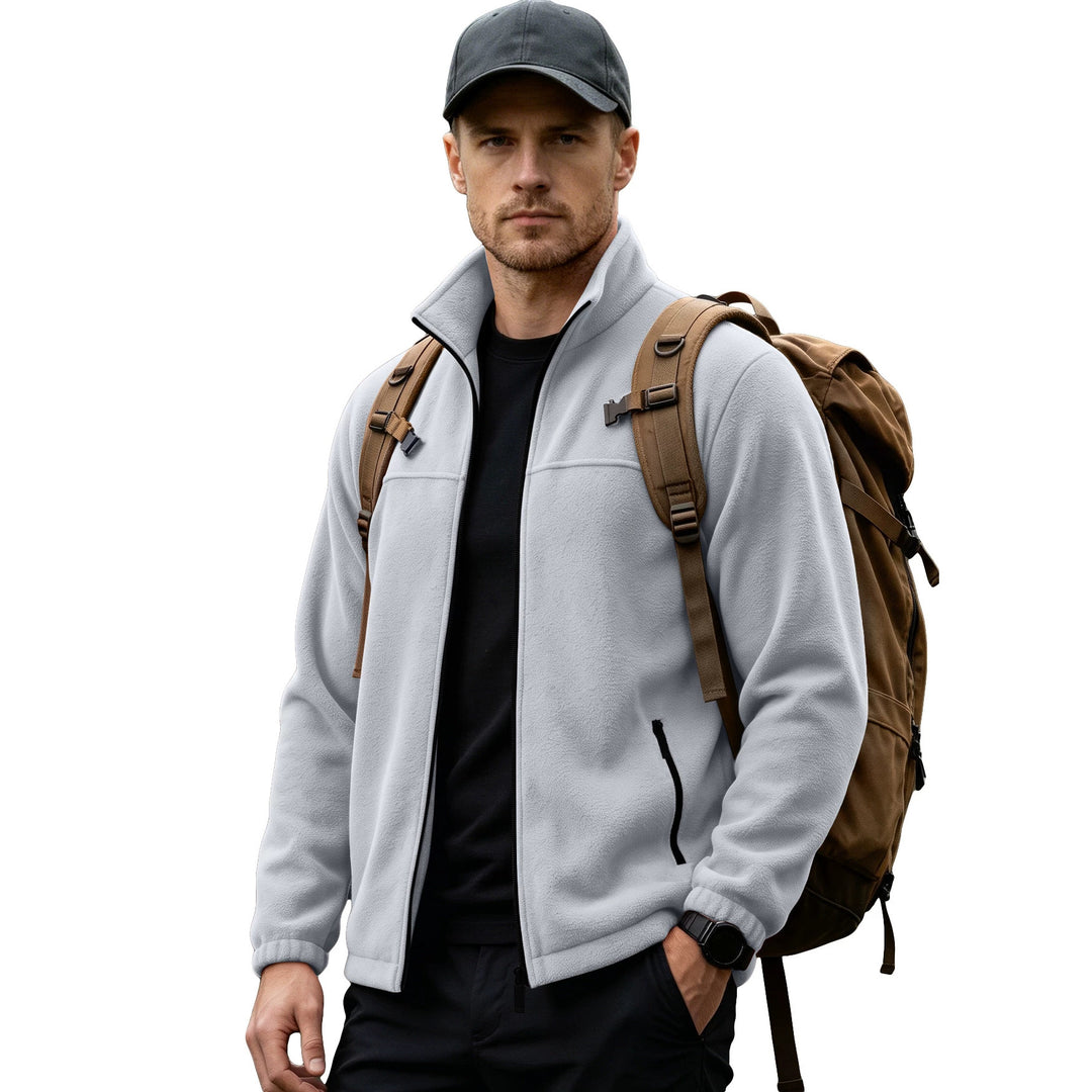 Men's Lightweight Outdoor Fleece Jacket with Stand-Up Collar and Zipper Pockets Mune Fashion