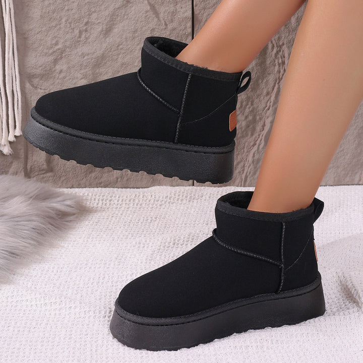 Ladies Padded Ankle Boots with Platform Sole and Velour Look Mune Fashion
