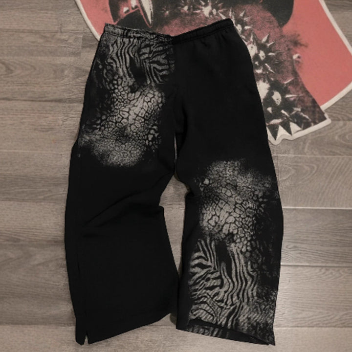 Women nan loose sweatpants with asymmetrical animal print, elastic comfort waistband and straight leg Mune Fashion