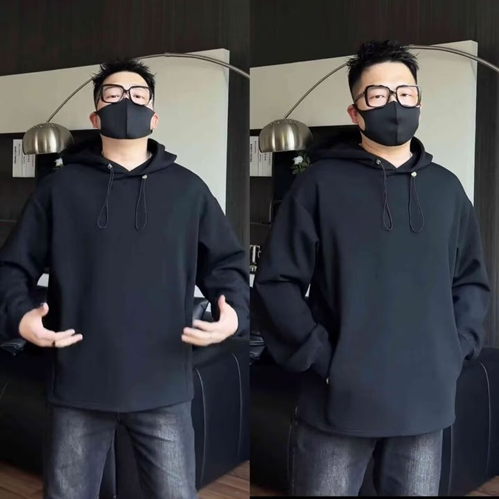 Men's Oversized Hoodie with Dropped Shoulder, Heavy Cotton Blend and Minimalist Silhouette Mune Fashion
