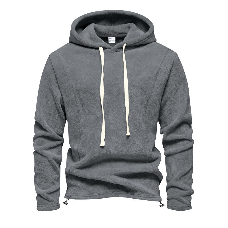 Men's Fluffy Hoodie made of Teddy Fleece with Drawstring Hem Mune Fashion