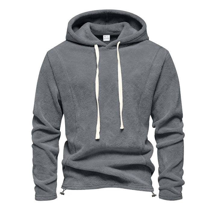 Men's Fluffy Hoodie made of Teddy Fleece with Drawstring Hem Mune Fashion