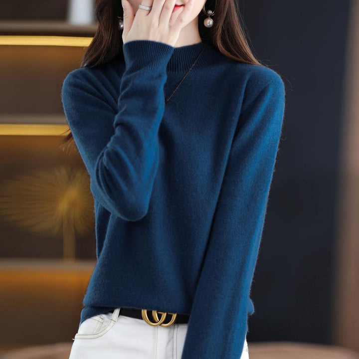 Women's Ultra-Light Mock Neck Fine Knit Sweater in Cashmere Look Mune Fashion