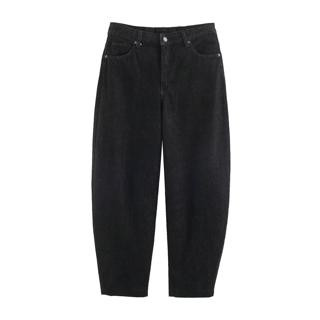 Women High-Waisted Relaxed-Fit Jeans with Tapered Leg Drune