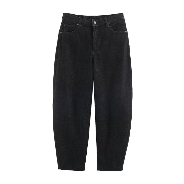 Women High-Waisted Relaxed-Fit Jeans with Tapered Leg Drune