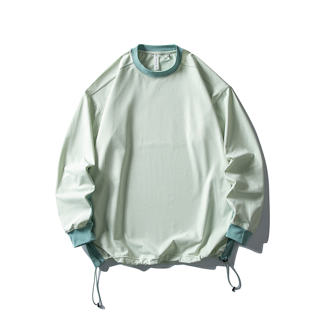 Unisex Oversize Fleece Pullover with Drawstring Hem and Contrast Collar Mune Fashion