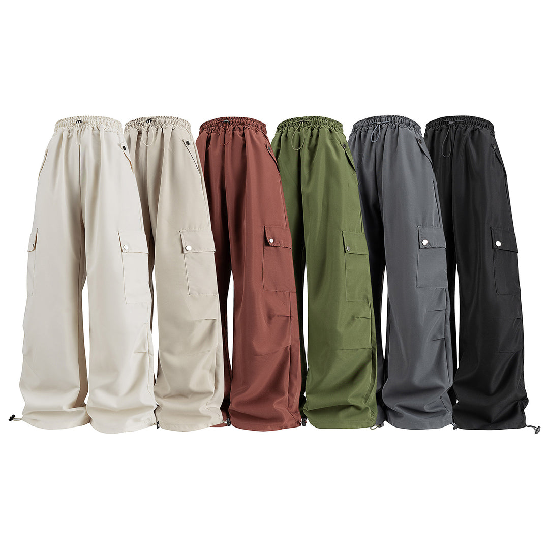 Damen Baggy-Cargo-Hose mit Tunnelzugbund, großen Klappentaschen und verstellbarem Saum Mune Fashion