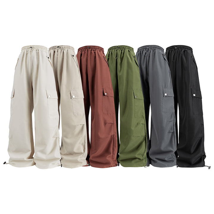 Damen Baggy-Cargo-Hose mit Tunnelzugbund, großen Klappentaschen und verstellbarem Saum Mune Fashion