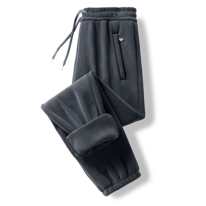 Men's Thermo-Fleece Jogging Pants with Brushed Inner Side and Drawstring Waistband