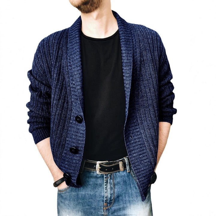 Men's knitted cardigan with shawl collar and button placket Mune Fashion