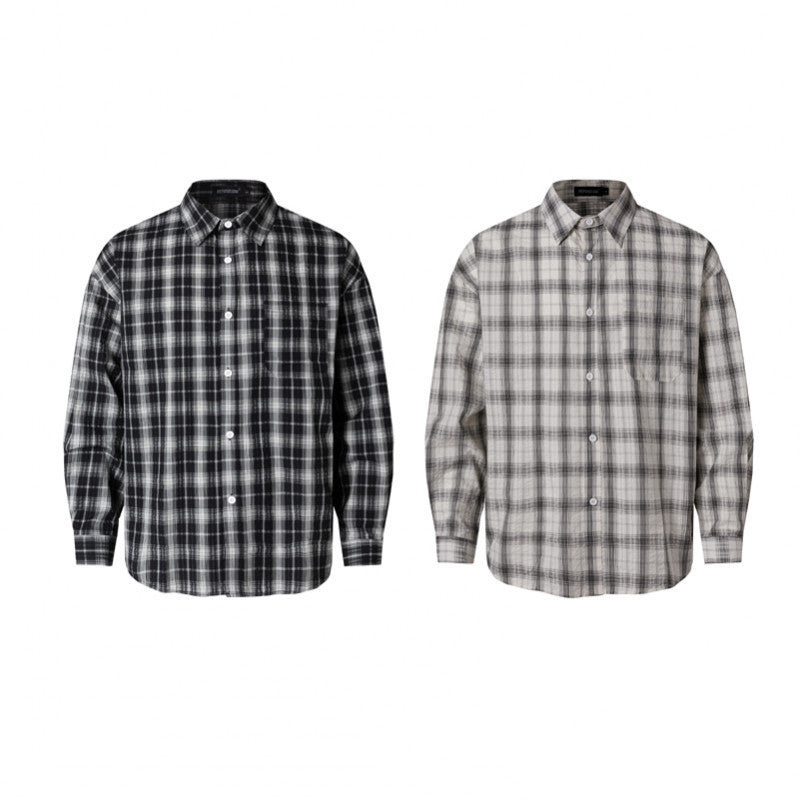 Unisex Oversized Checkered Shirt in Linen Blend with Shirt Collar, Chest Pocket, and Boxy Silhouette Mune Fashion