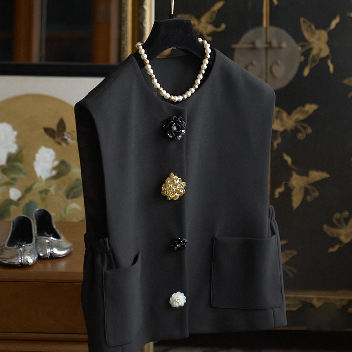 Women's Fashion Vest with Unique Buttons Mune Fashion