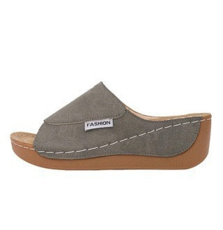 Ladies nan anatomically shaped slip-on sandal with ergonomic wedge sole and stitched edge seam Mune Fashion