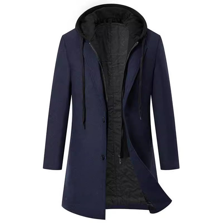 Men's wool blend coat with removable hood lining and quilted insulation Mune Fashion