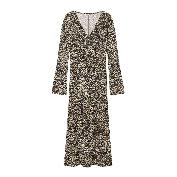 Ladies' pleated midi dress with deep V-neck and tailored empire fit Mune Fashion