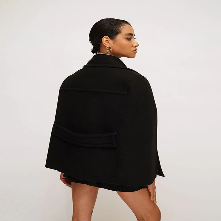 Women Short Cape Blazer in minimalist tailoring with boxy silhouette Mune Fashion