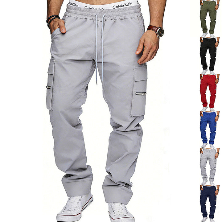 Men's cargo jogging pants with elastic waistband, drawstring and zip pockets Mune Fashion