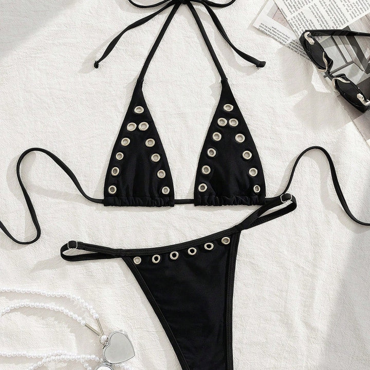 Women's Triangle Bikini Set with Glamorous Decorative Details Mune Fashion