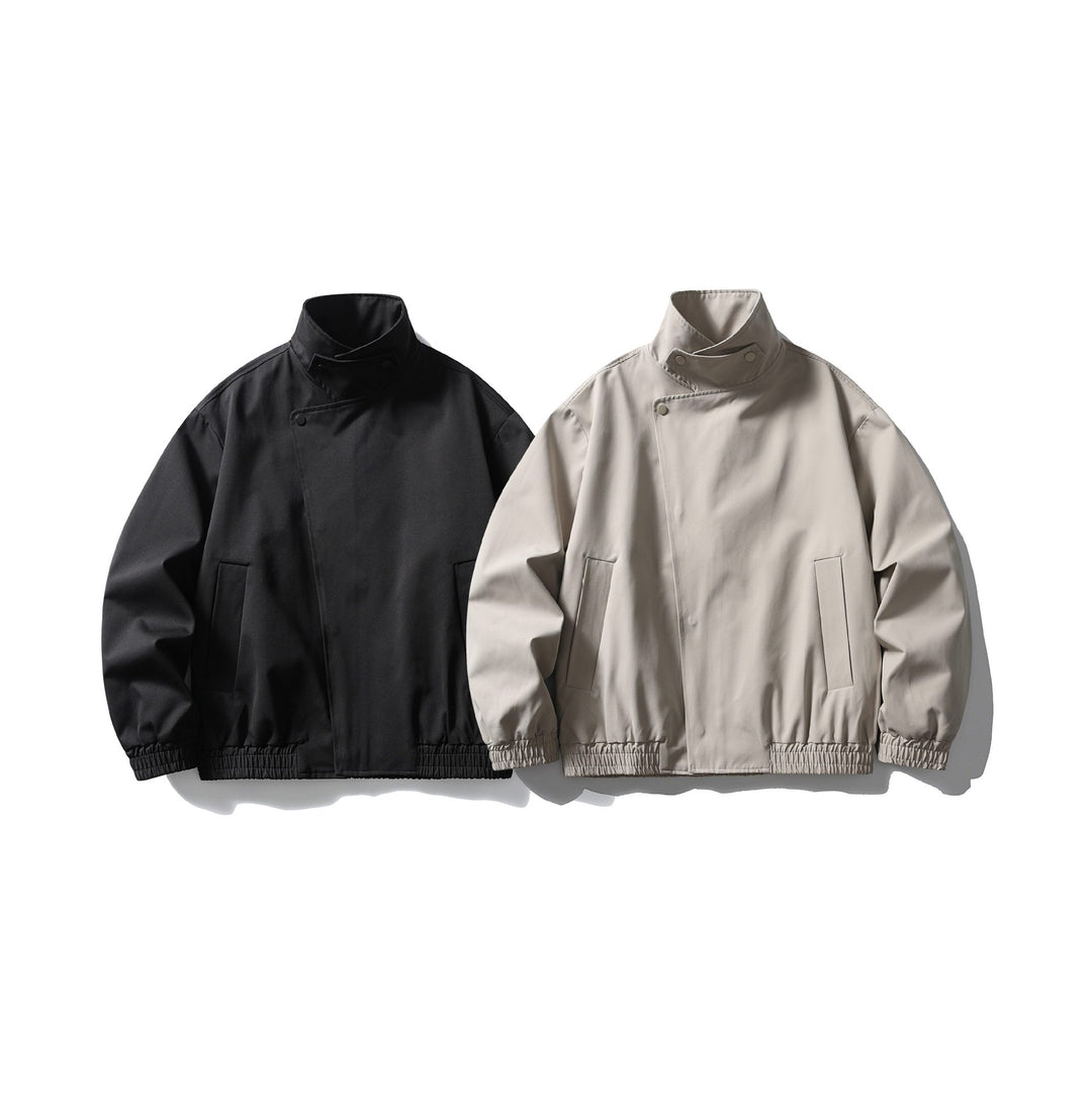 Unisex Kastig cut functional blouse with high funnel collar and concealed press stud placket Mune Fashion