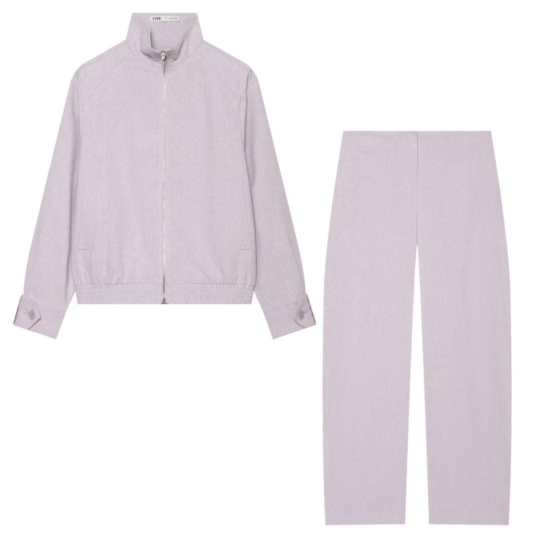 Women High-waisted wide linen trousers with straight leg and concealed waistband Drune
