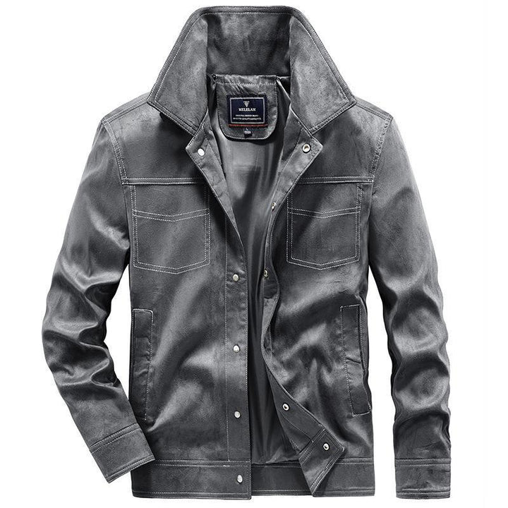 Men's Suede Look Trucker Jacket with Snap Closure Mune Fashion