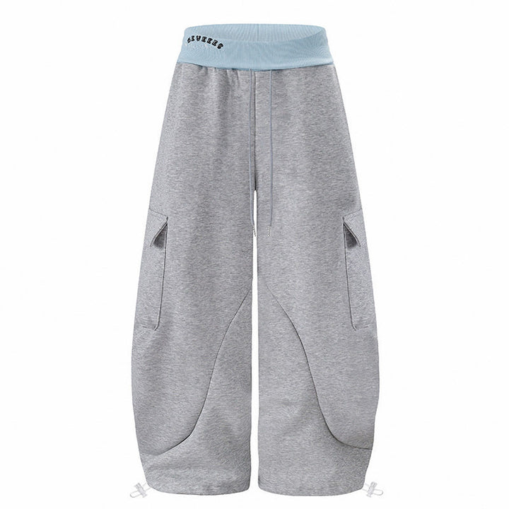 Women's Extra Wide Cargo Palazzo Sweatpants with High Comfort Waistband and Adjustable Hem