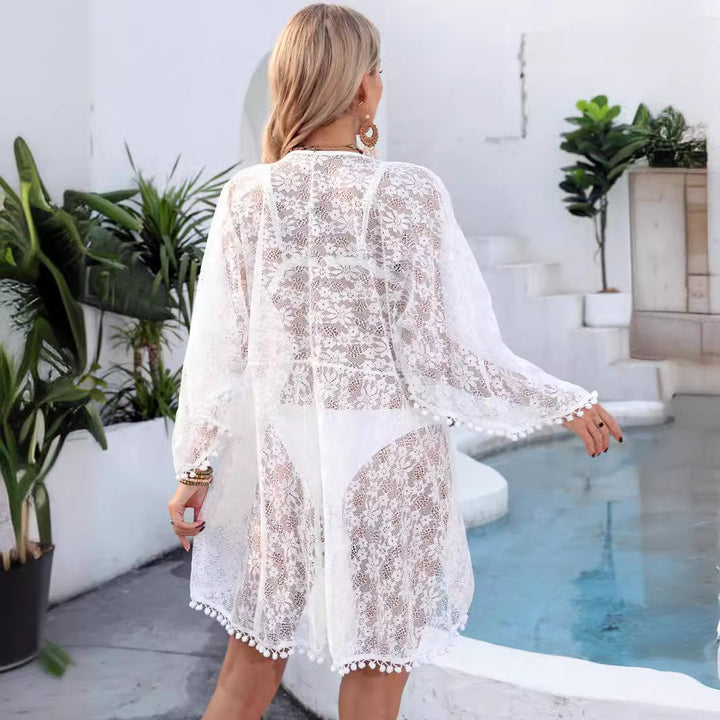 Ladies lace beach cover-up with tassels Mune Fashion
