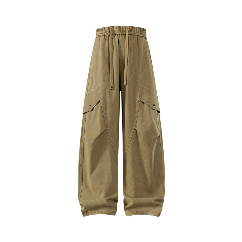 Men's loose Utility Cargo Pants with drawstring waistband and large flap pockets Drune