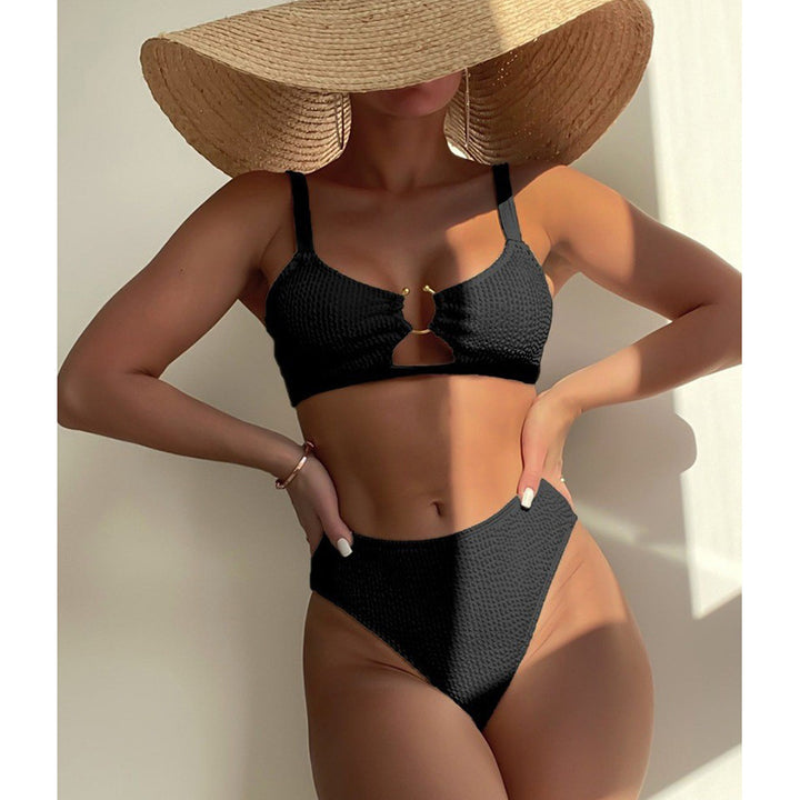 Women's High-Waisted Bikini Set with Small Cut-Out